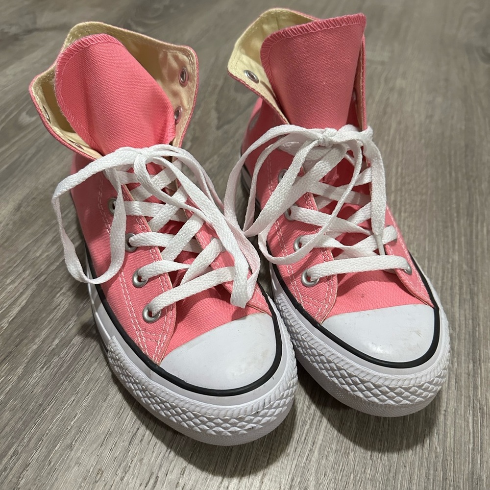Converse Pink and Cream High-Top Shoes